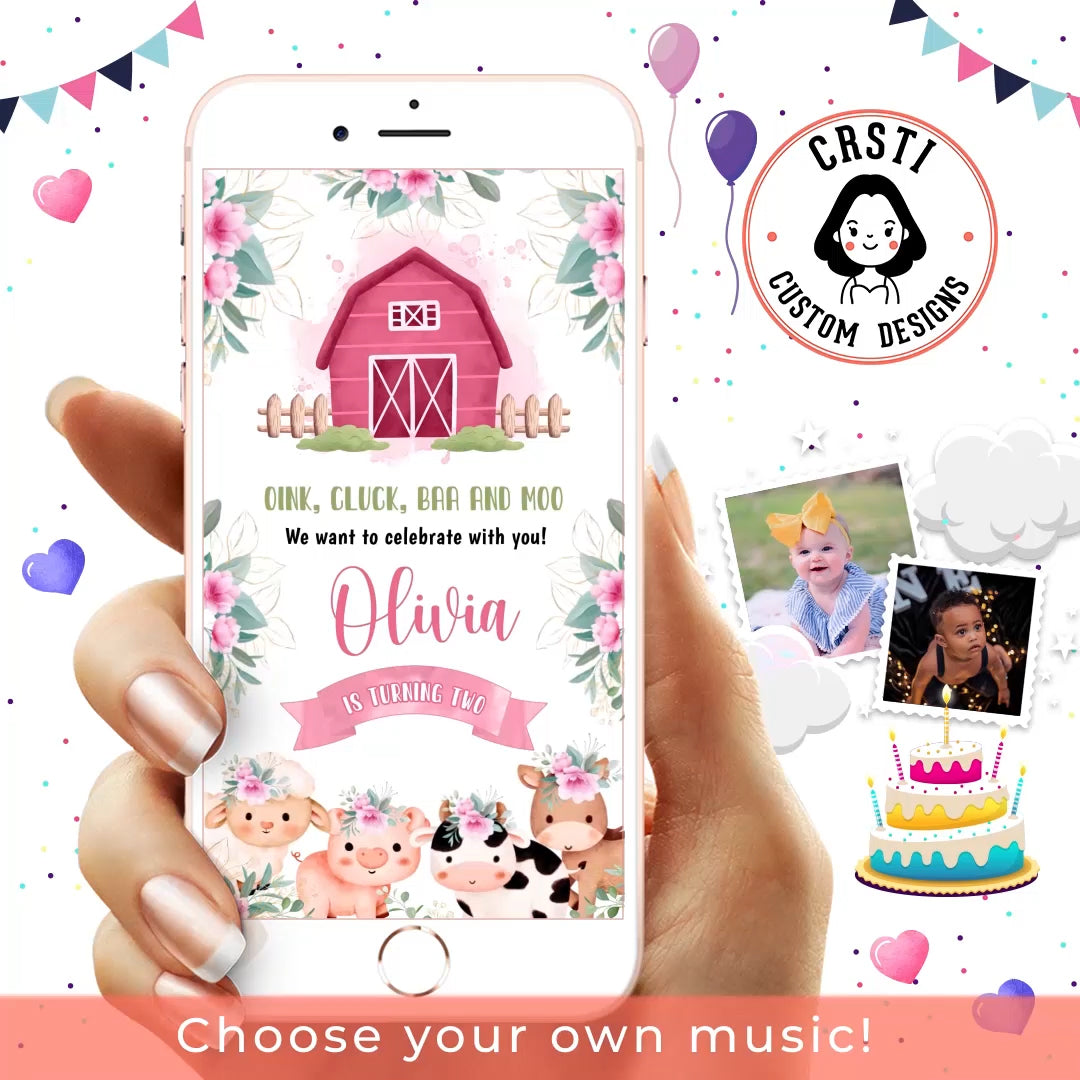 Farm House girl Birthday Invitation