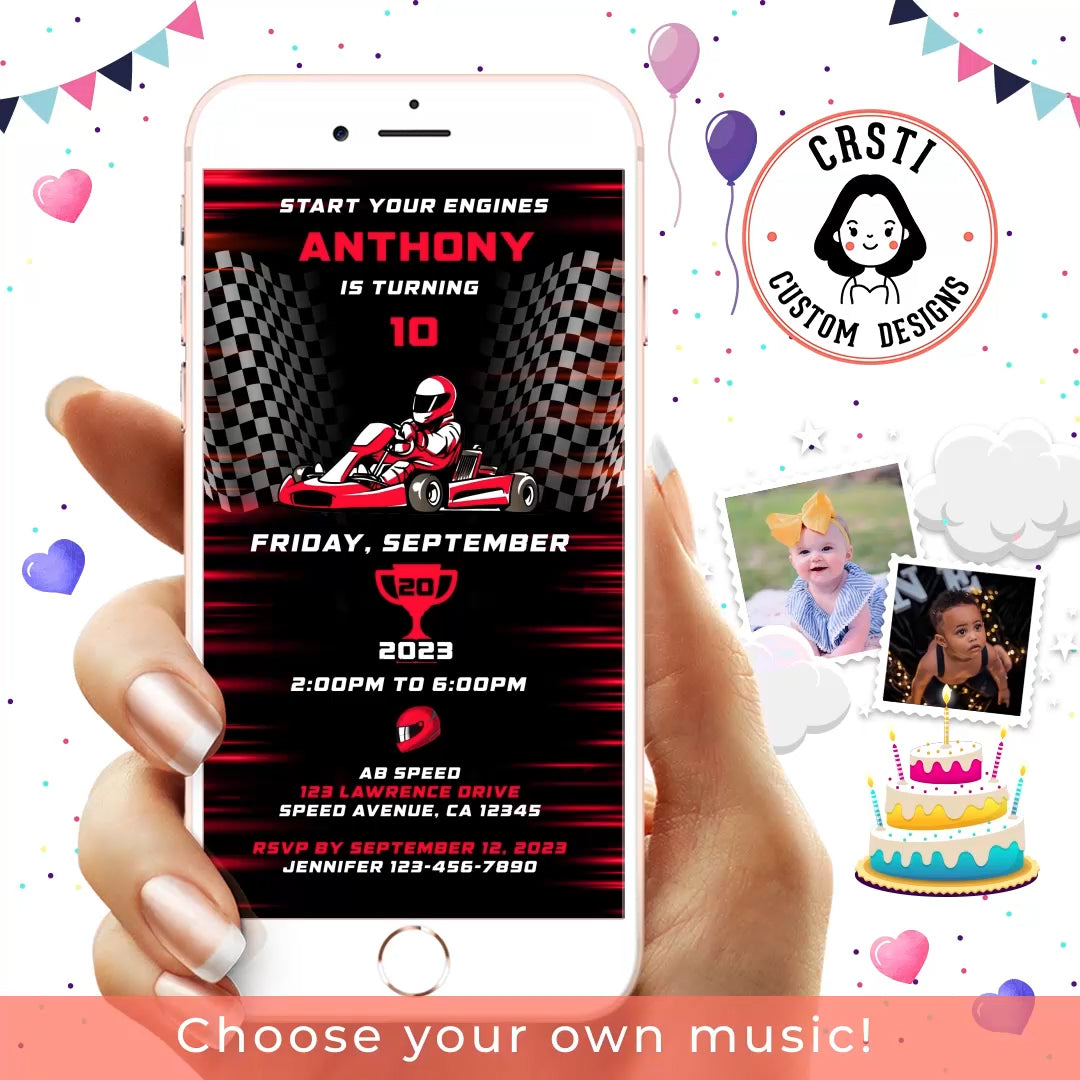 Go Kart Birthday Invitation