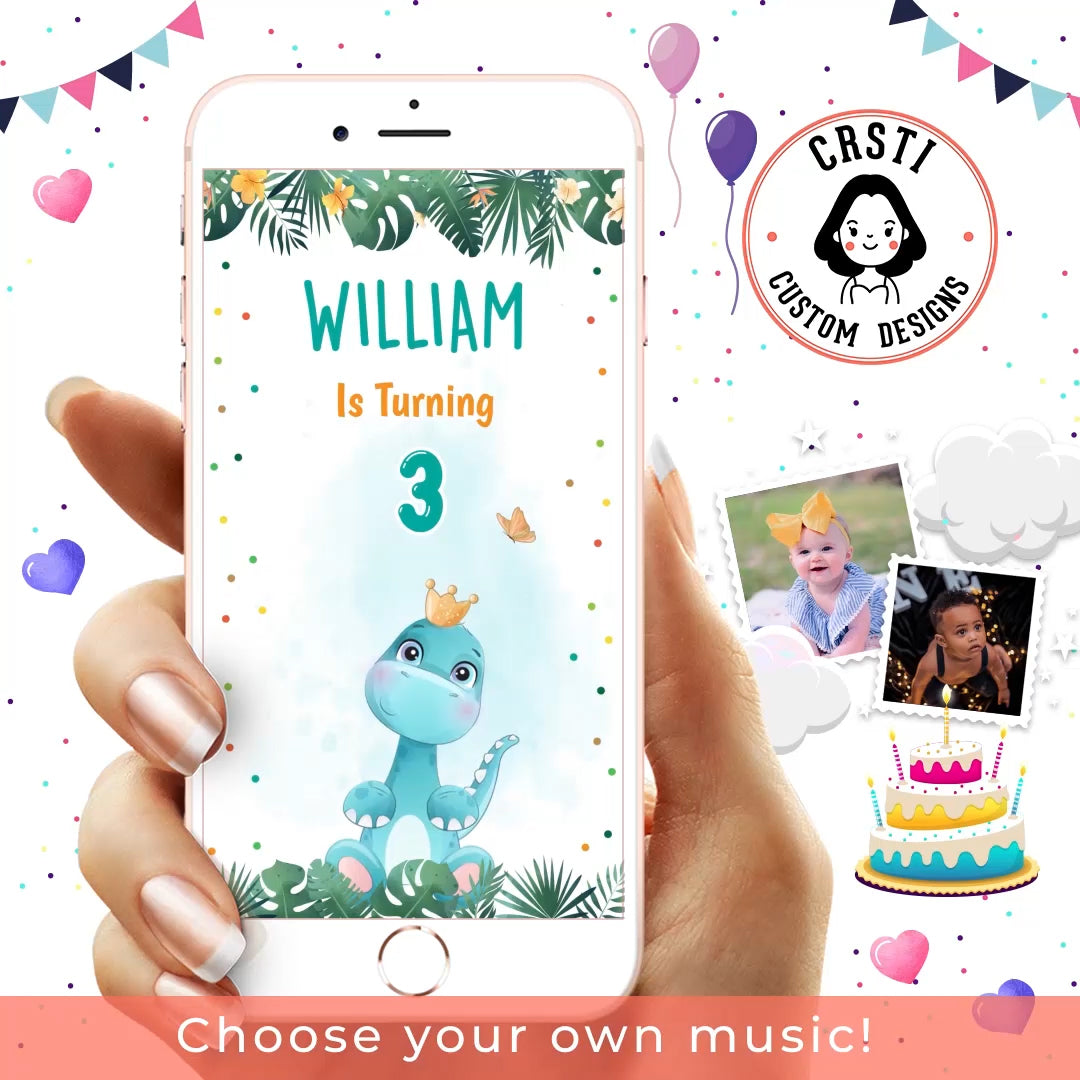 Kids Dinosaur Birthday Invitation