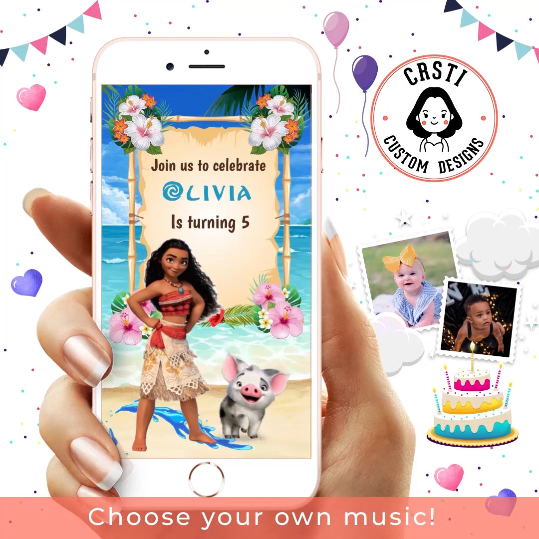 Moana Birthday Invitation