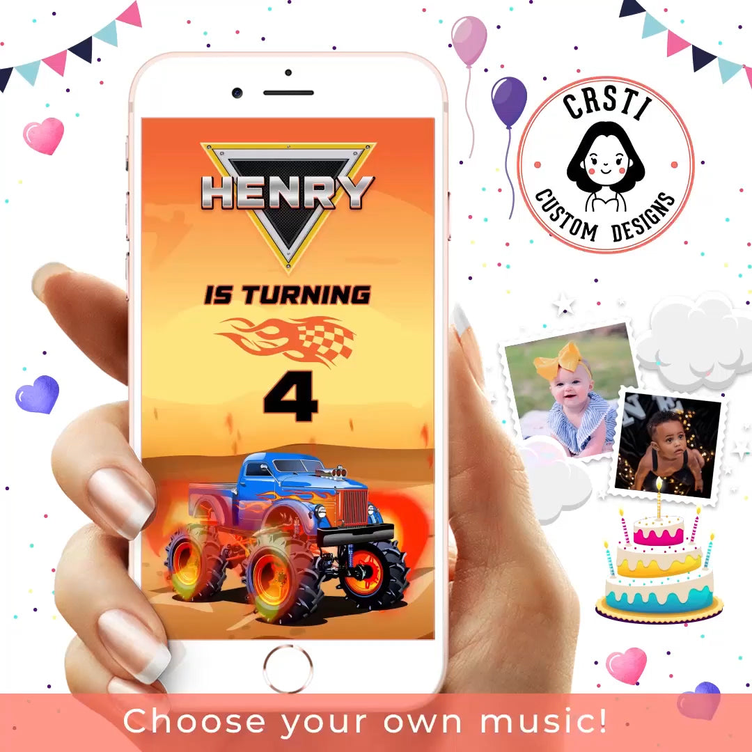 Monster Truck Birthday Invitation