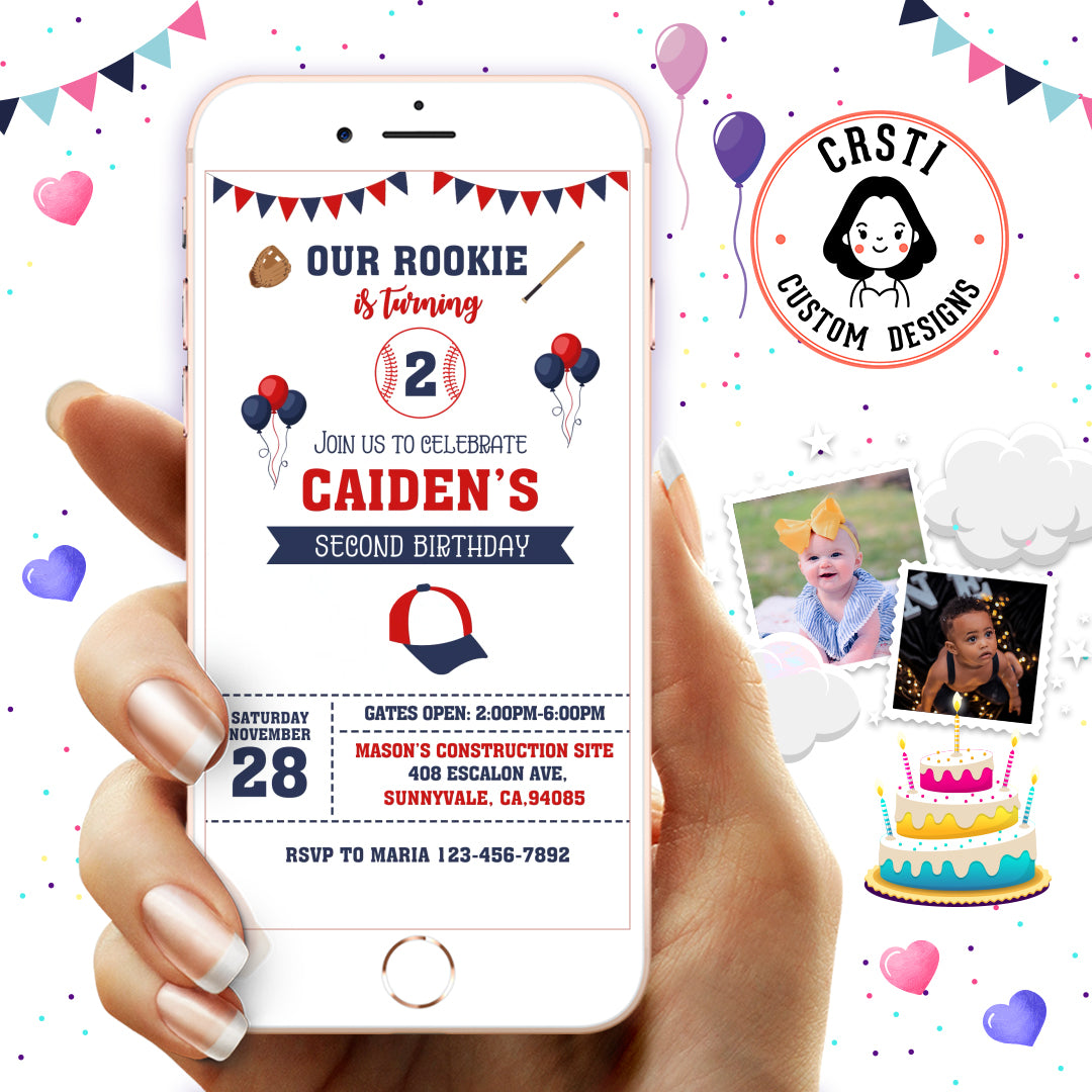 Home Run Celebration: Baseball Digital Video Invite Template!