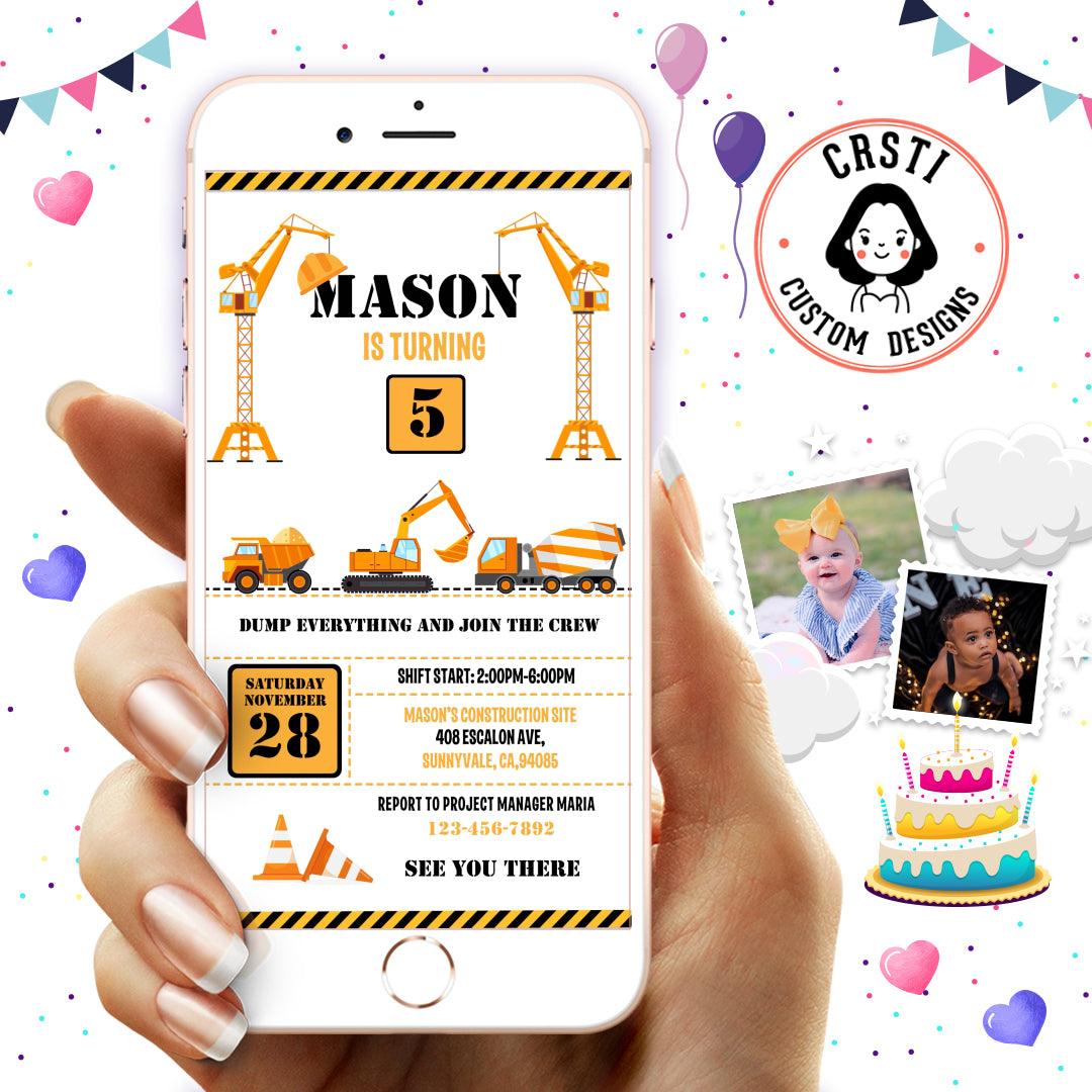 Hard Hat Celebrations: Construction Birthday Digital Invite Fun!