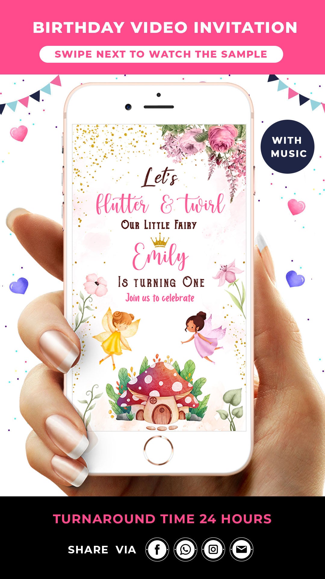 Fairy theme birthday invitation