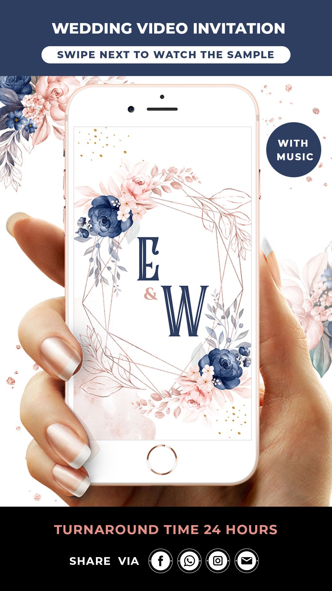 Floral Wedding Video Invitation