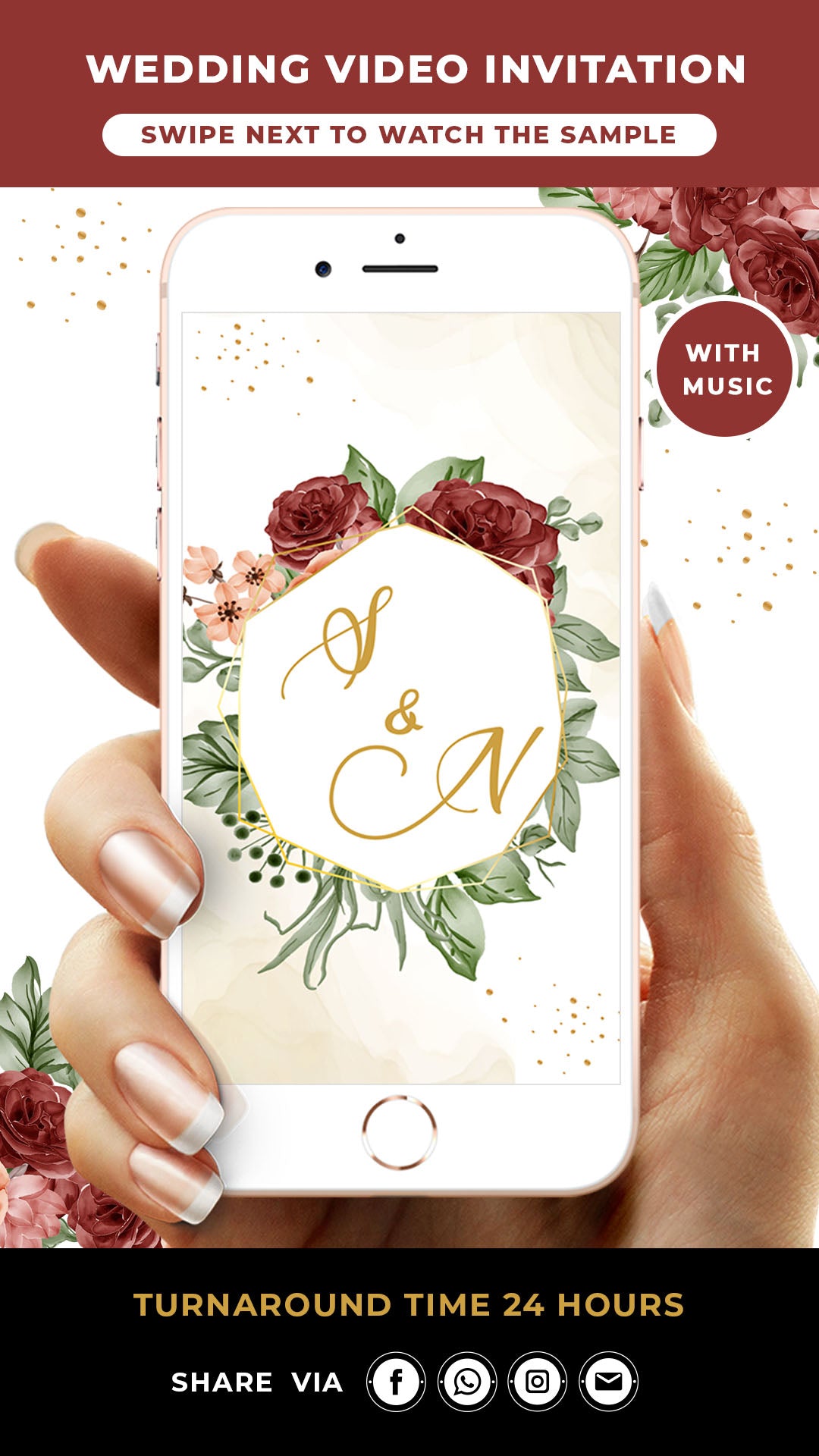 Rose Green Wedding Video Invitation