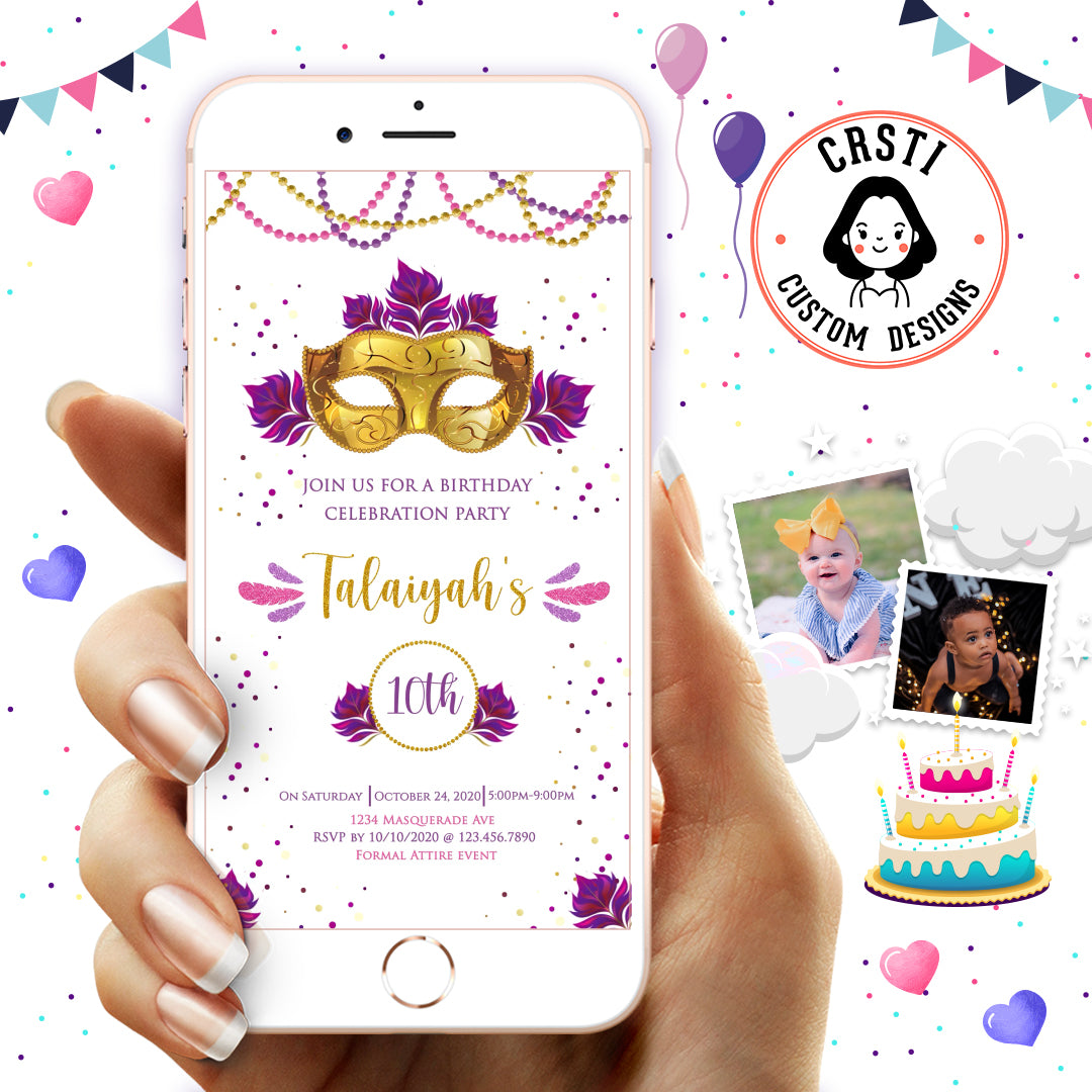 Mystical Celebration: Masquerade Ball Digital Video Invite Glam!