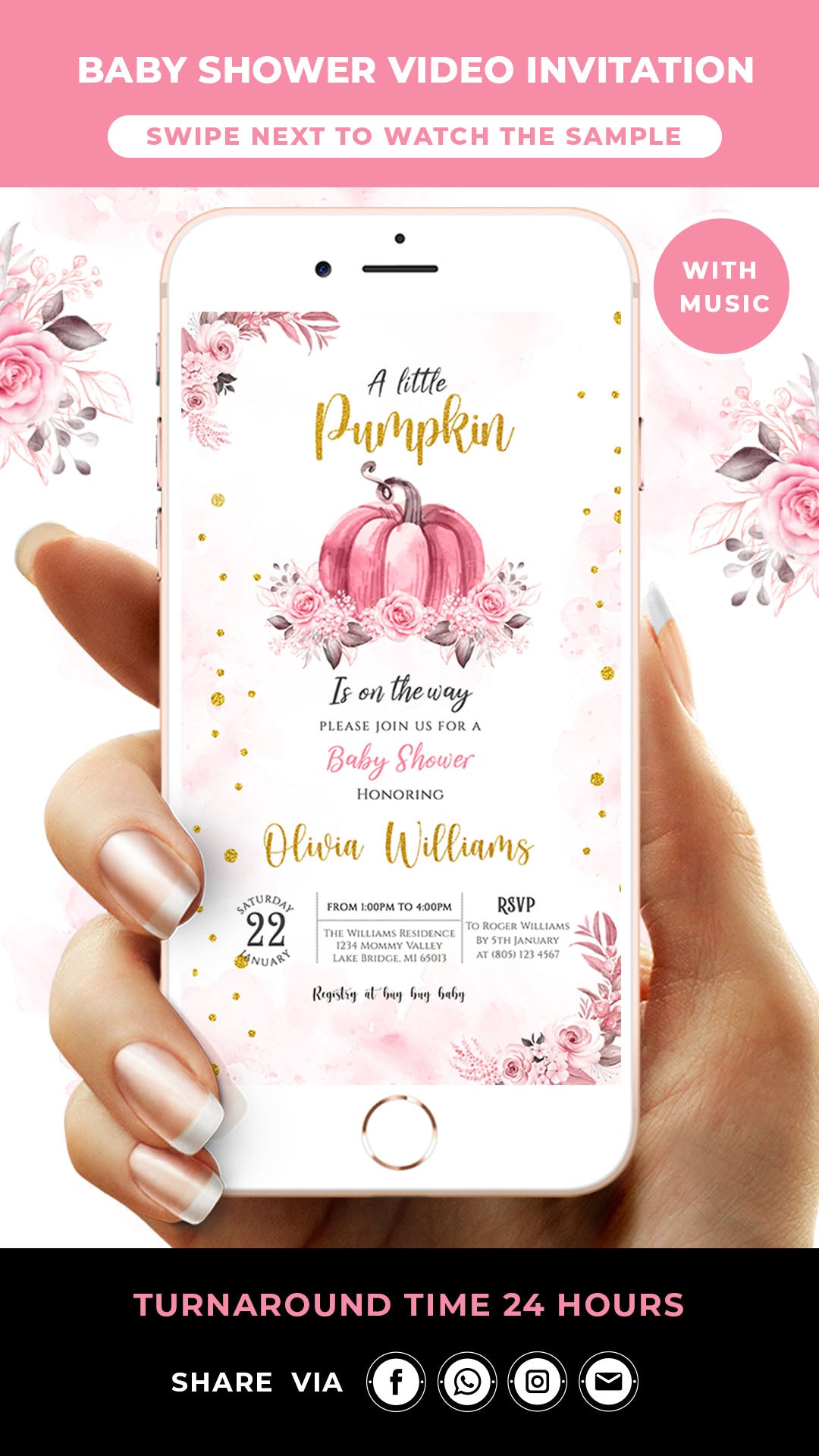 Little Pumpkin Baby Shower Video Invitation