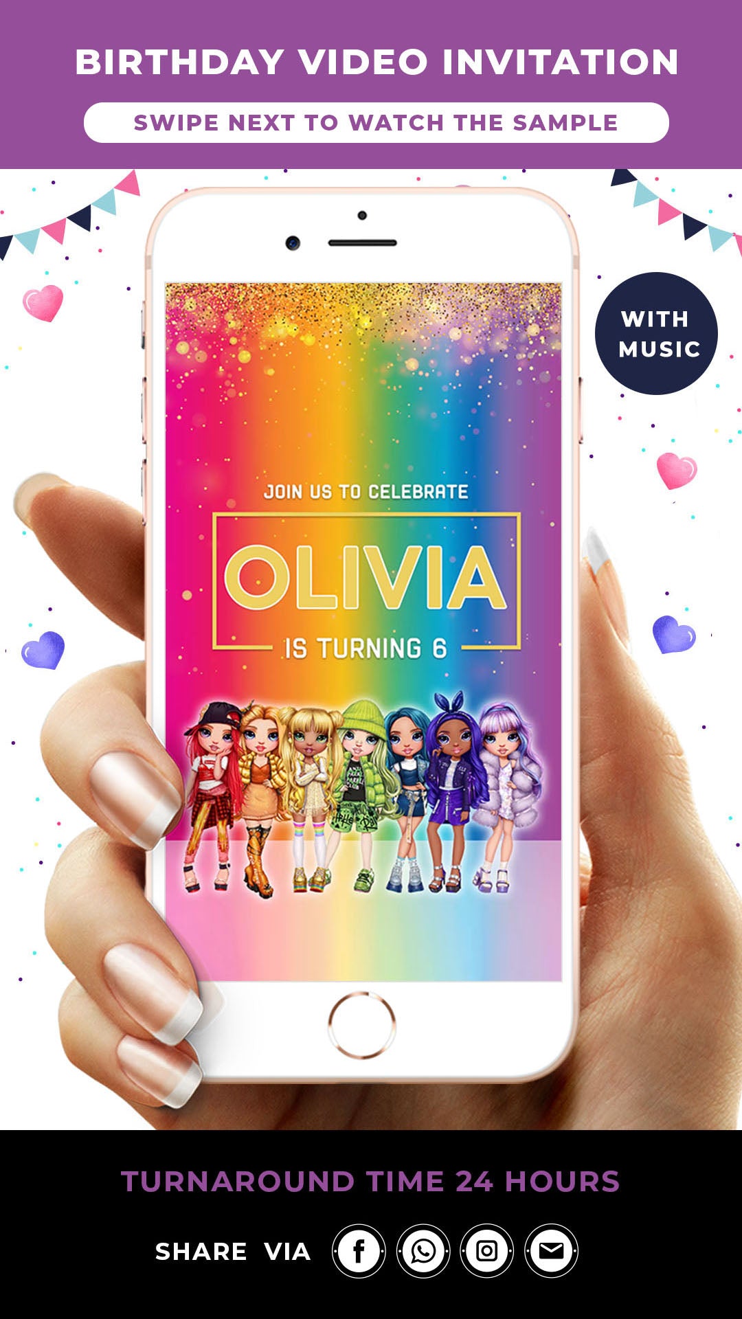 Rainbow High Dolls Birthday Video Invitation