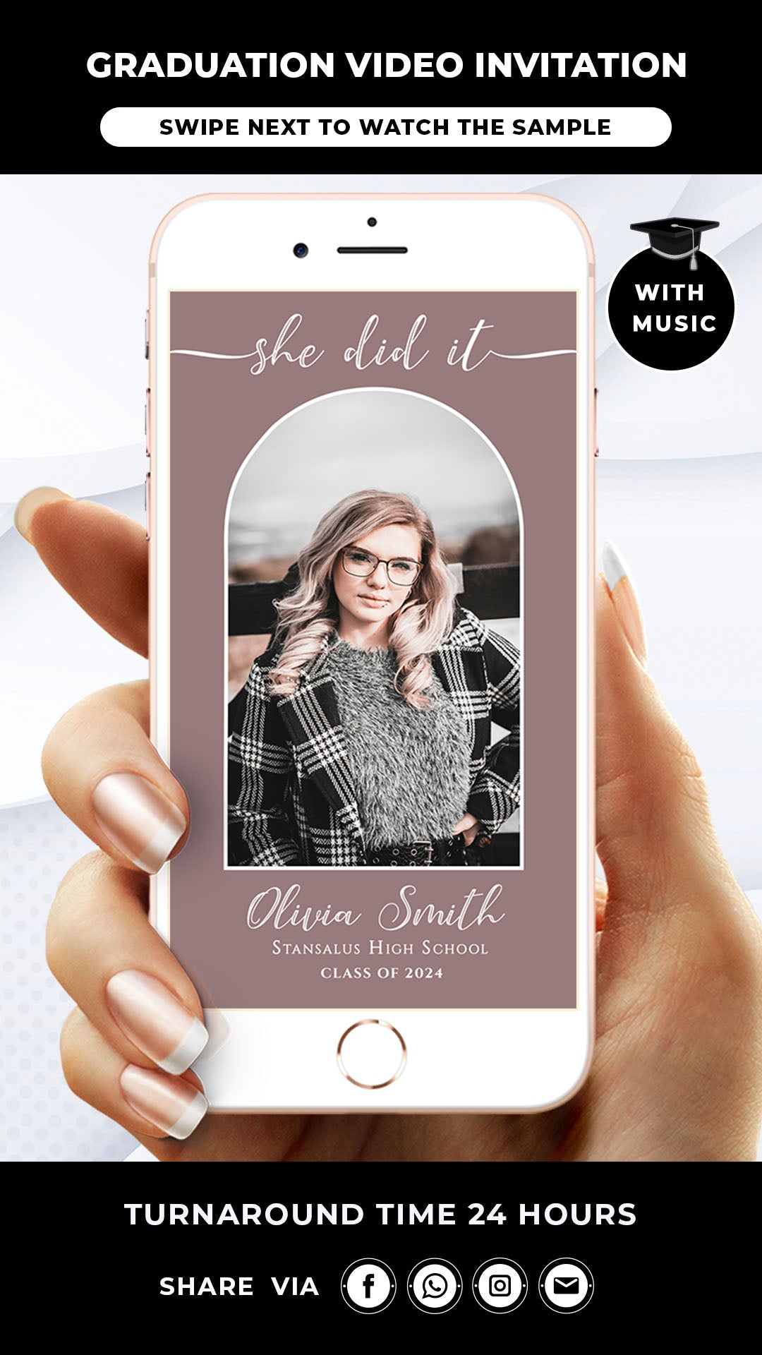 She Did It Graduation Announcement