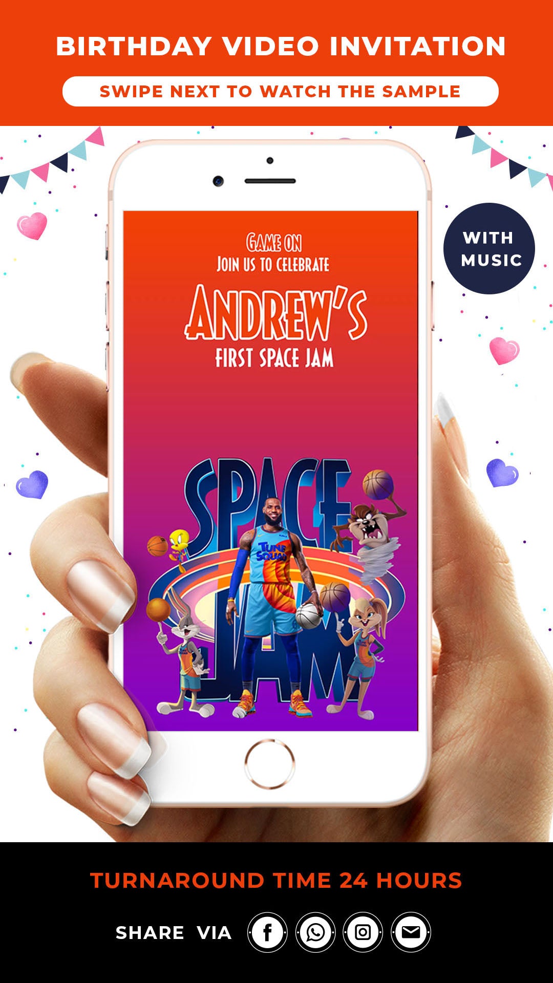Space Jam Birthday Video Invitation