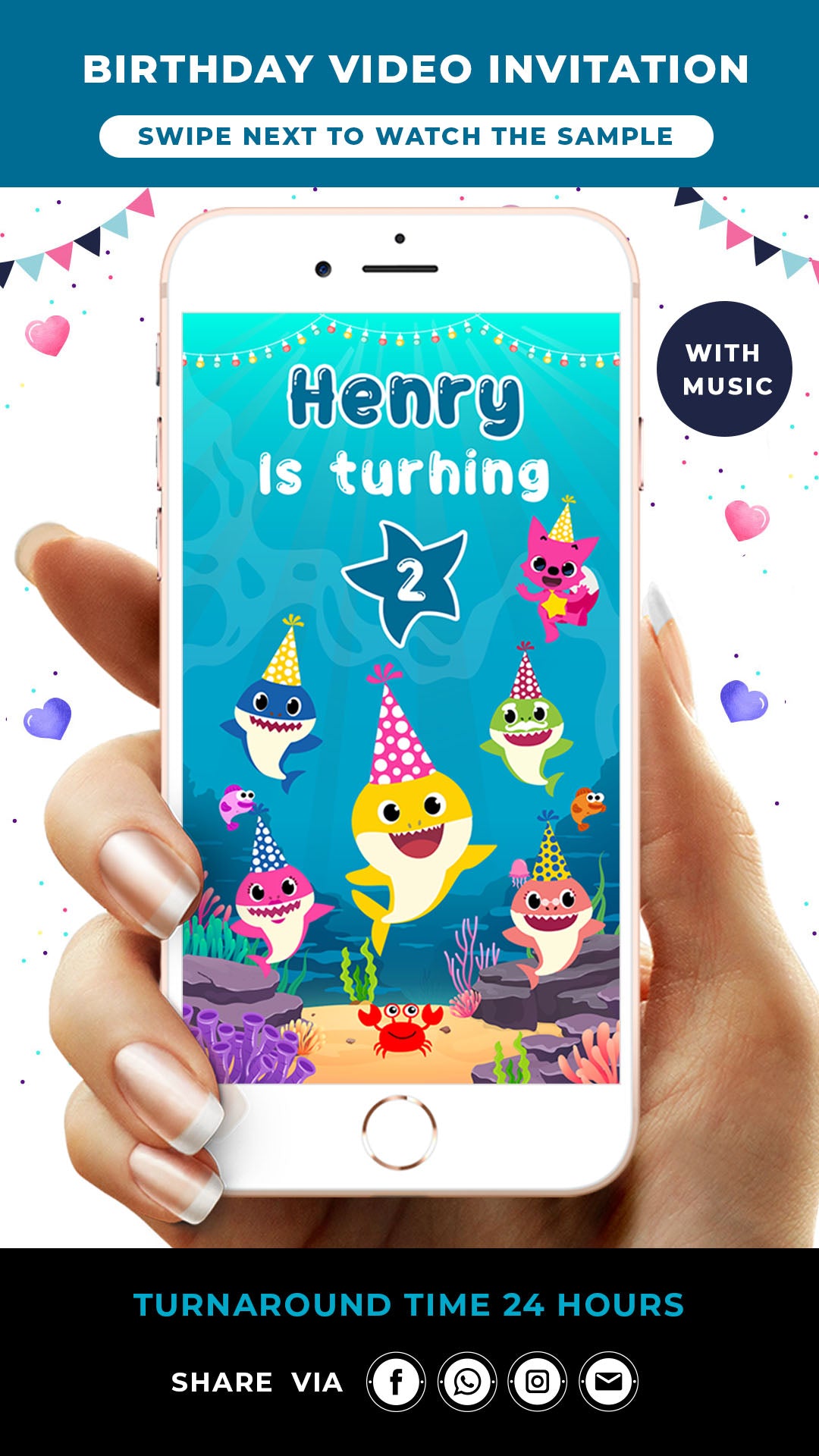 Baby Shark Birthday Video Invitation