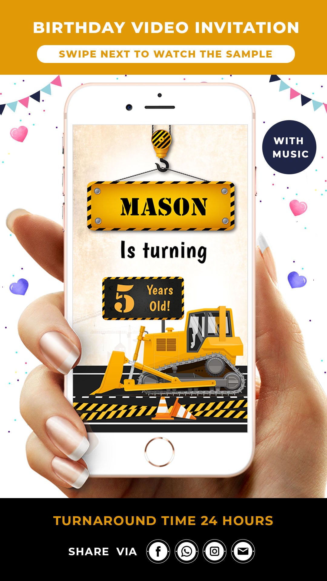 Construction Birthday Invitation