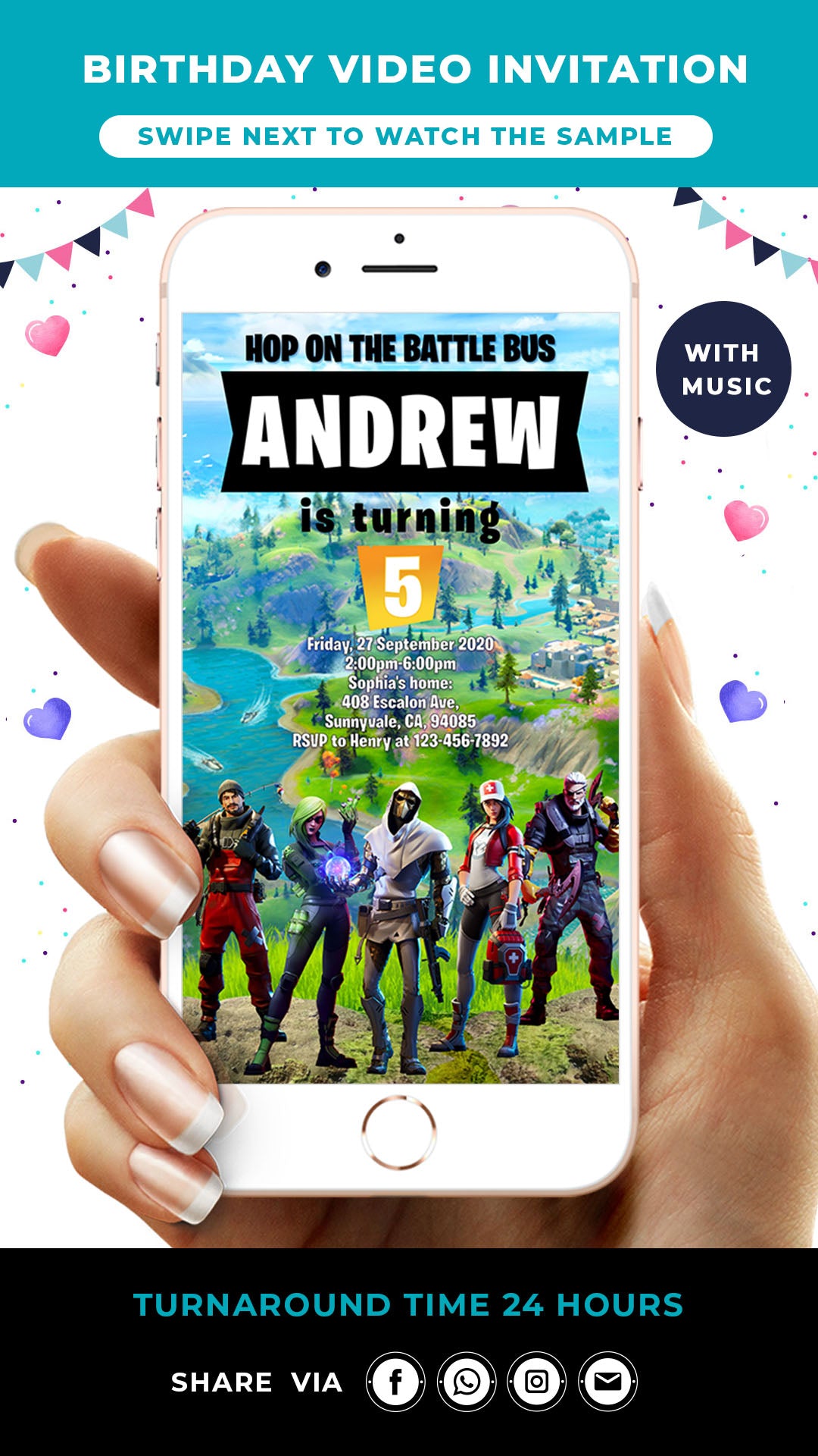 Fortnite Birthday Video Invitation