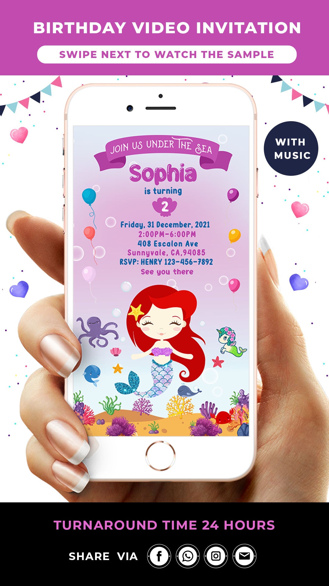 Mermaid Birthday Invitation