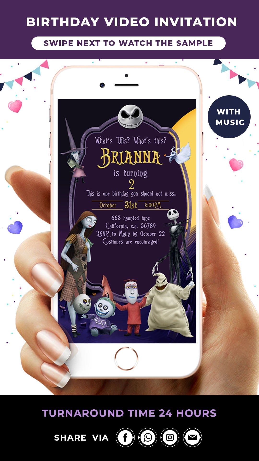 Nightmare Before Christmas  Birthday Video Invitation