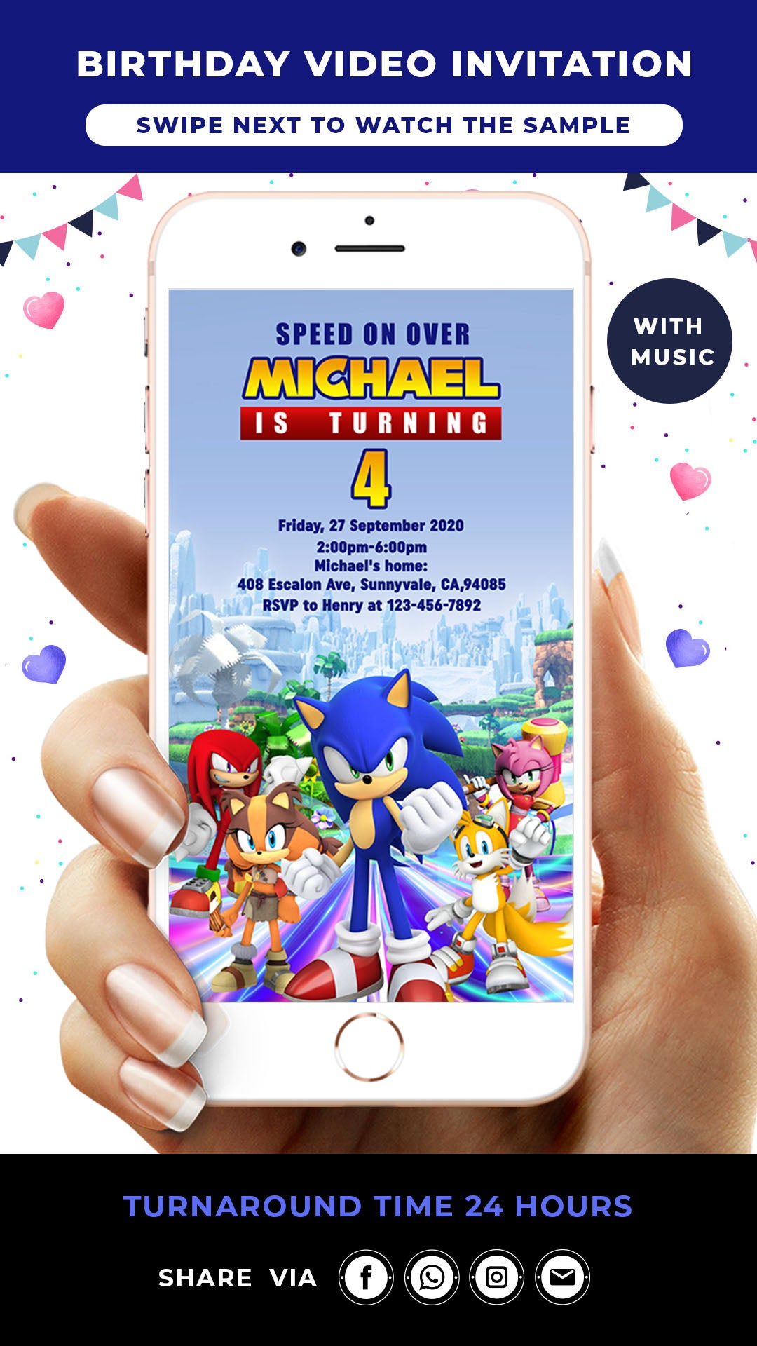 Sonic Birthday Invitation