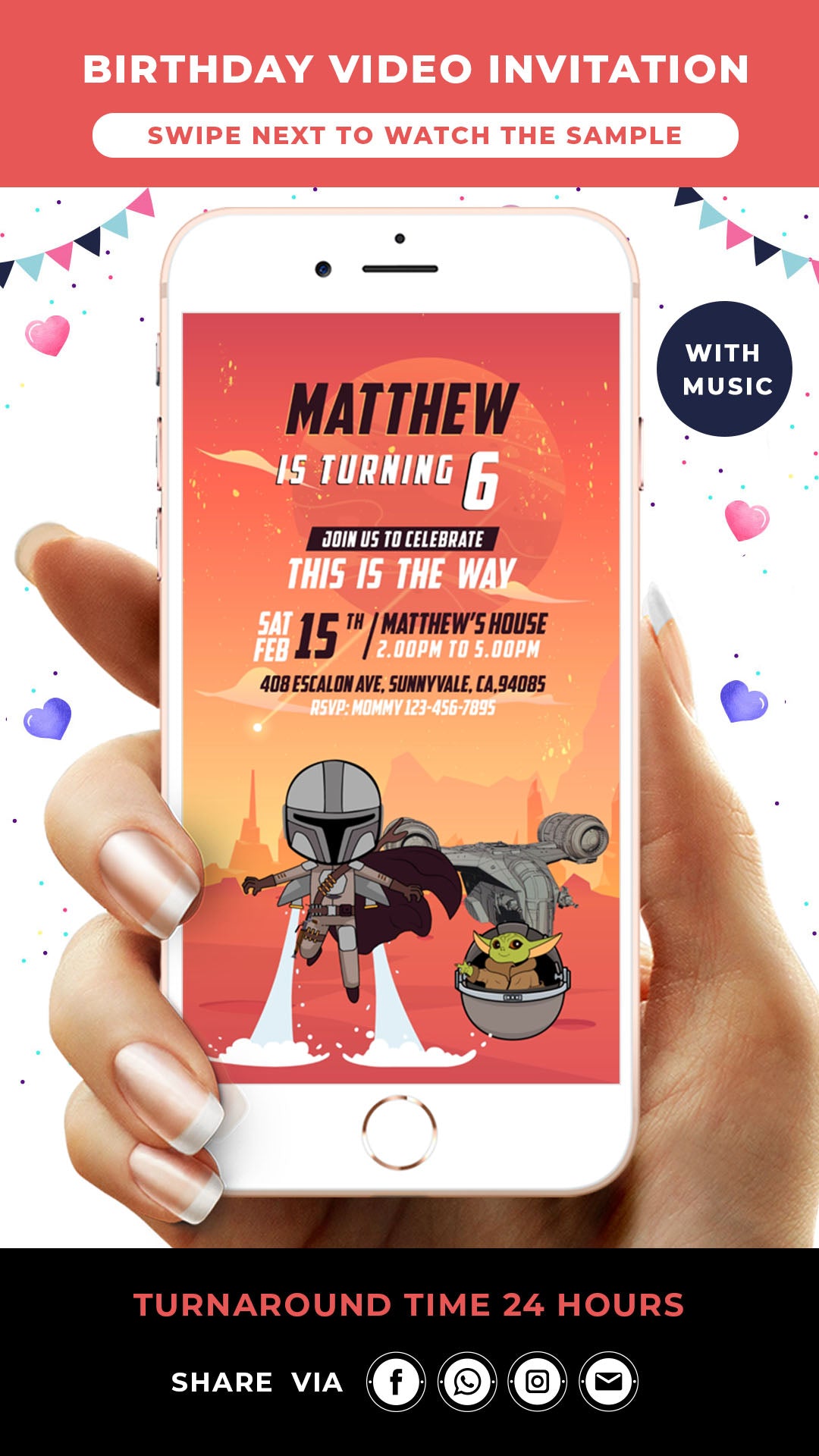 The Mandalorian Birthday Video Invitation