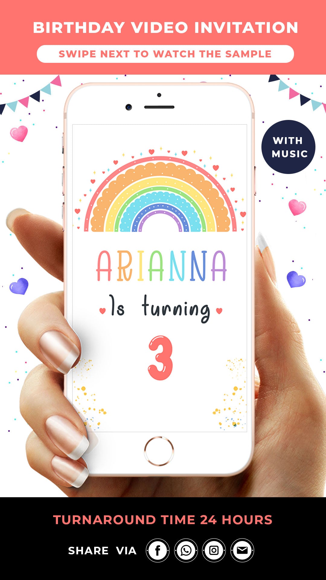 Rainbow Birthday Video Invitation