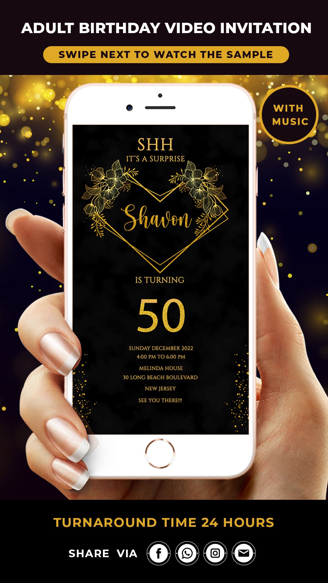 50th Surprise Birthday Video Invitation