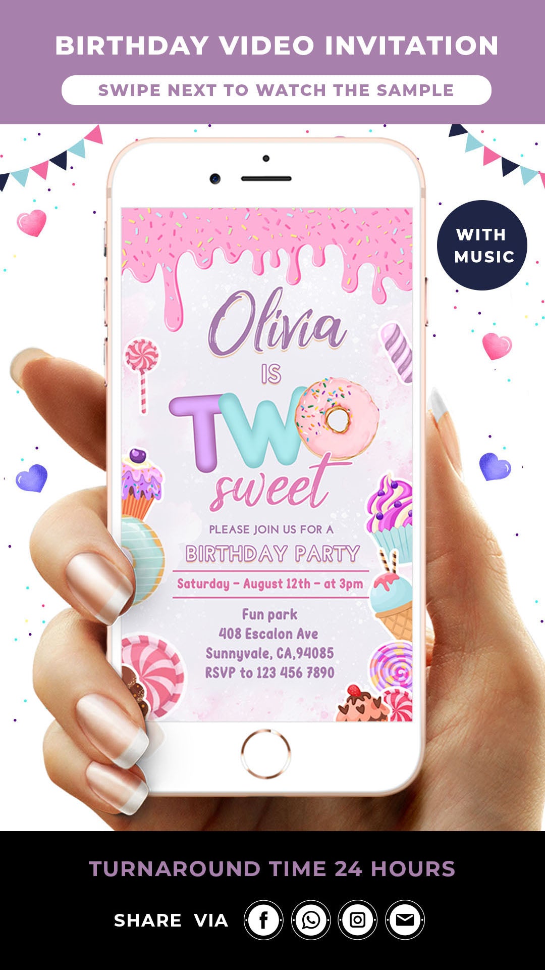 Two Sweet Birthday Video Invitation