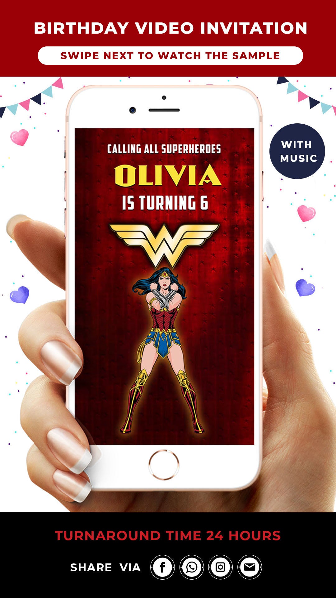 Wonder Woman Birthday Video Invitation
