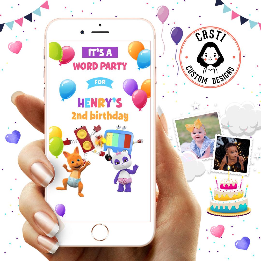 Word Party Birthday Invitation