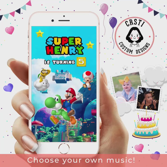 Mario Madness: Super Mario Bros Birthday Digital Video Invitation!