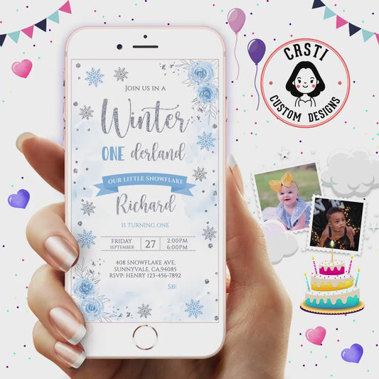 Winter Wonderland Celebration: Winter Onederland Digital Birthday Invitation!