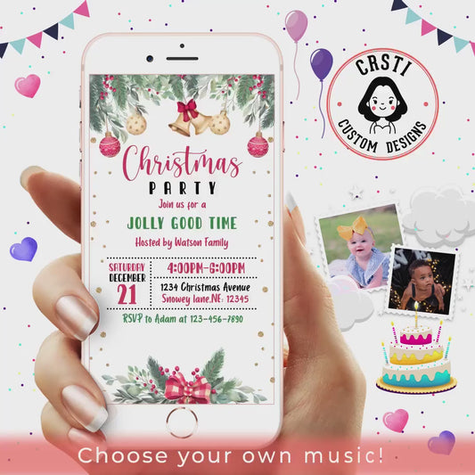 Festive Fusion: Christmas Birthday Invitation Card Template!