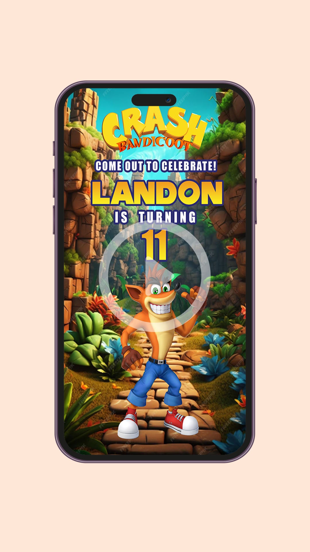 Crash Bandicoot Birthday video Invitation