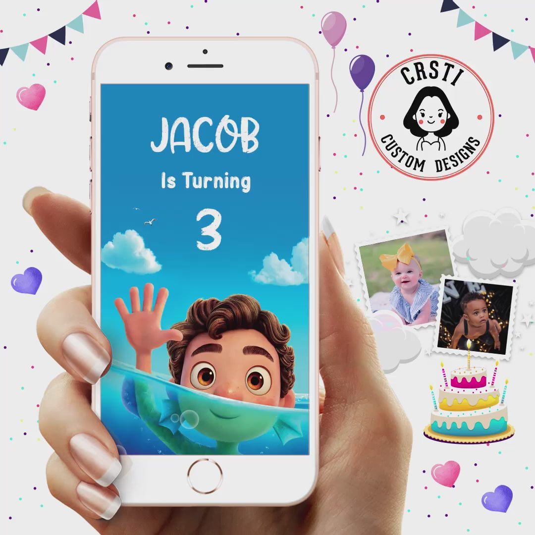 Luca Birthday Digital Party Video Invitation – Crsti Custom Designs