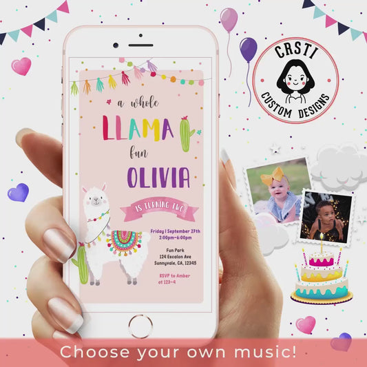 Llama Lovers Unite: Fun and Festive Llama Birthday Invitation!