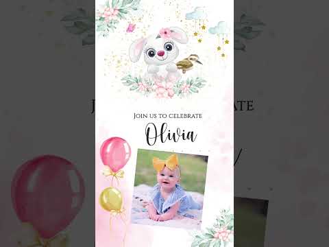 Hoppy Celebration: Cute Bunny Birthday Digital Video Invite Template!