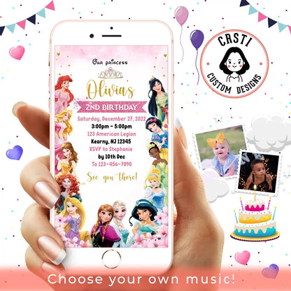 Enchanting Affair: Disney Princess Digital Video Invitation Bliss!