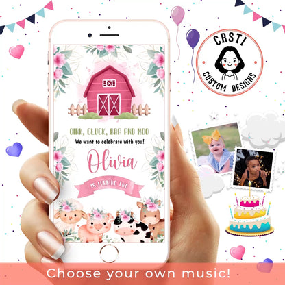 Country Charm: Pink Farmhouse Birthday Digital Video Template!