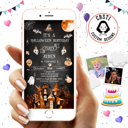 Haunted Celebration: Digital Halloween Birthday Invitation Bliss!