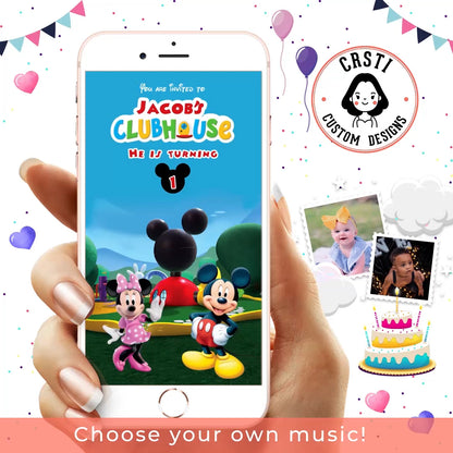 Clubhouse Celebration: Mickey Mouse Kids Birthday Digital Video Invitation!