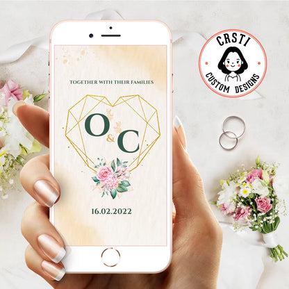 Romantic Petals: Rose Gold Wedding Digital Video Invite Bliss!