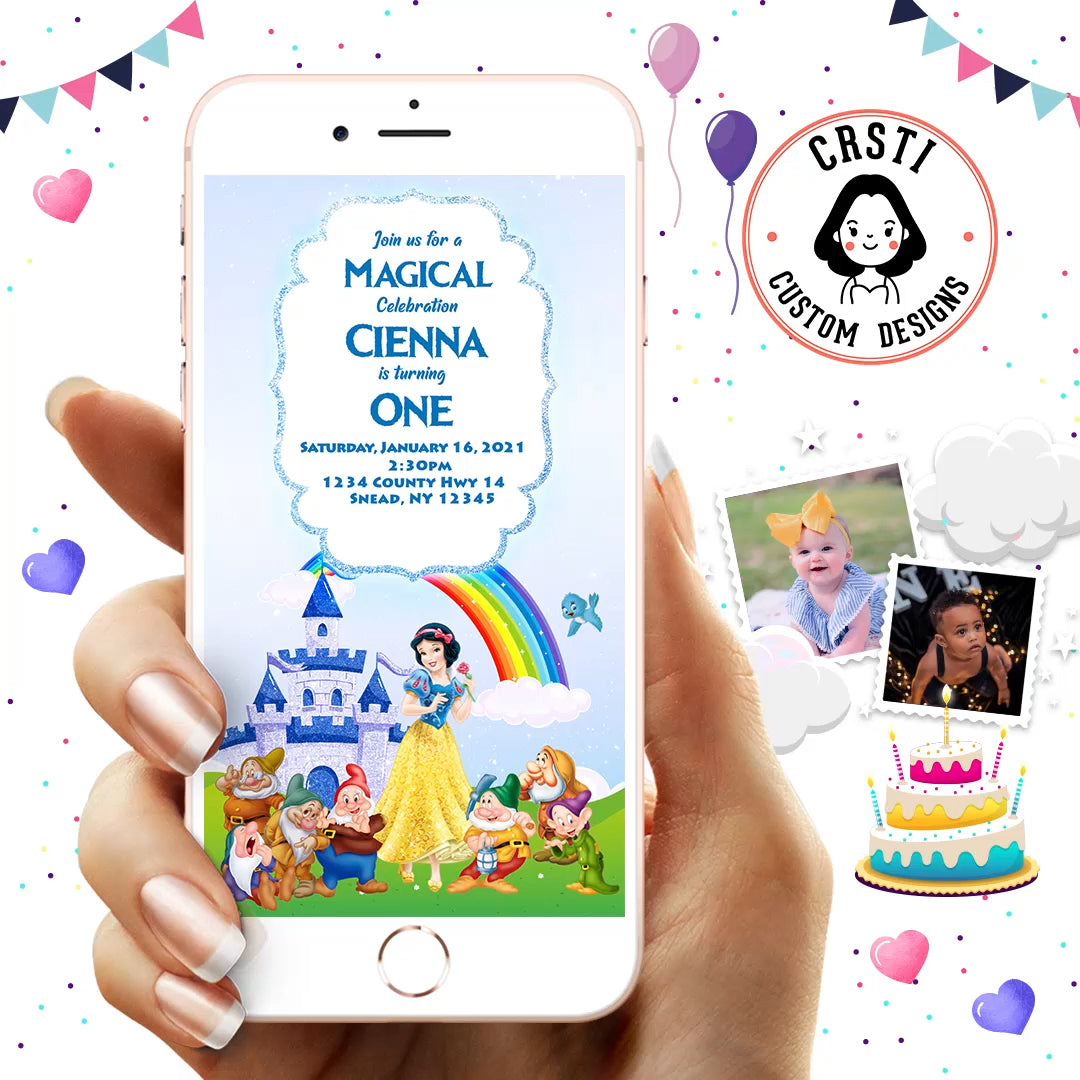 Enchanting Affair: Snow White Theme Digital Video Invite for Birthday Magic!