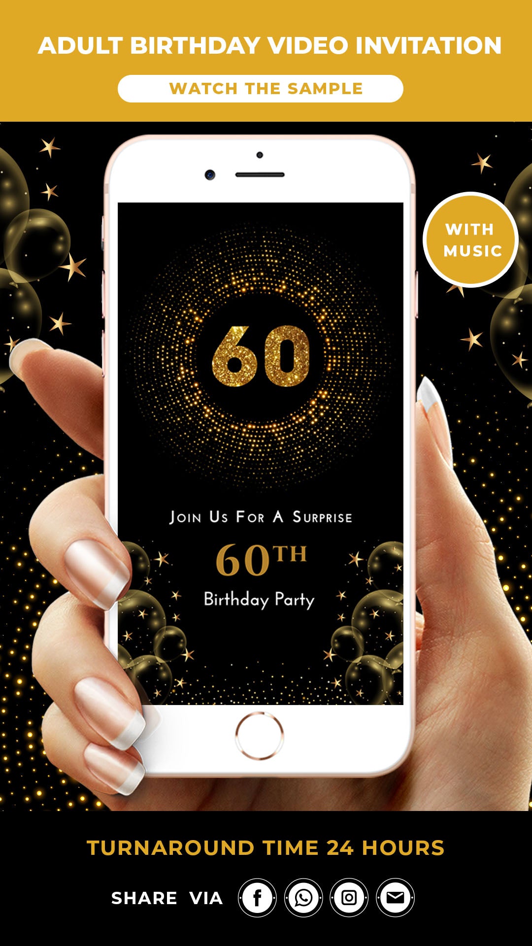 60th Surprise Birthday Invitation