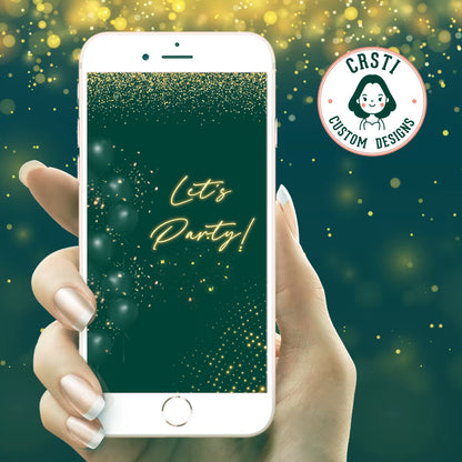Stylish Celebration: Green Gold Digital Video Invitation Bliss!
