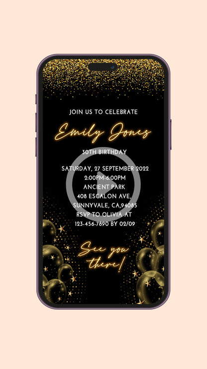 Rose Gold 30th Birthday Video Invitation