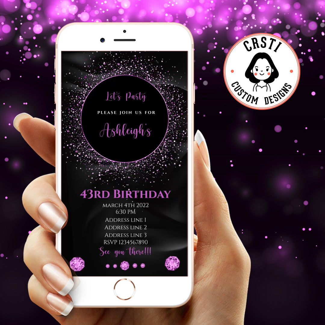 Chic Celebration: Adult Diamond Birthday Video Invitation!