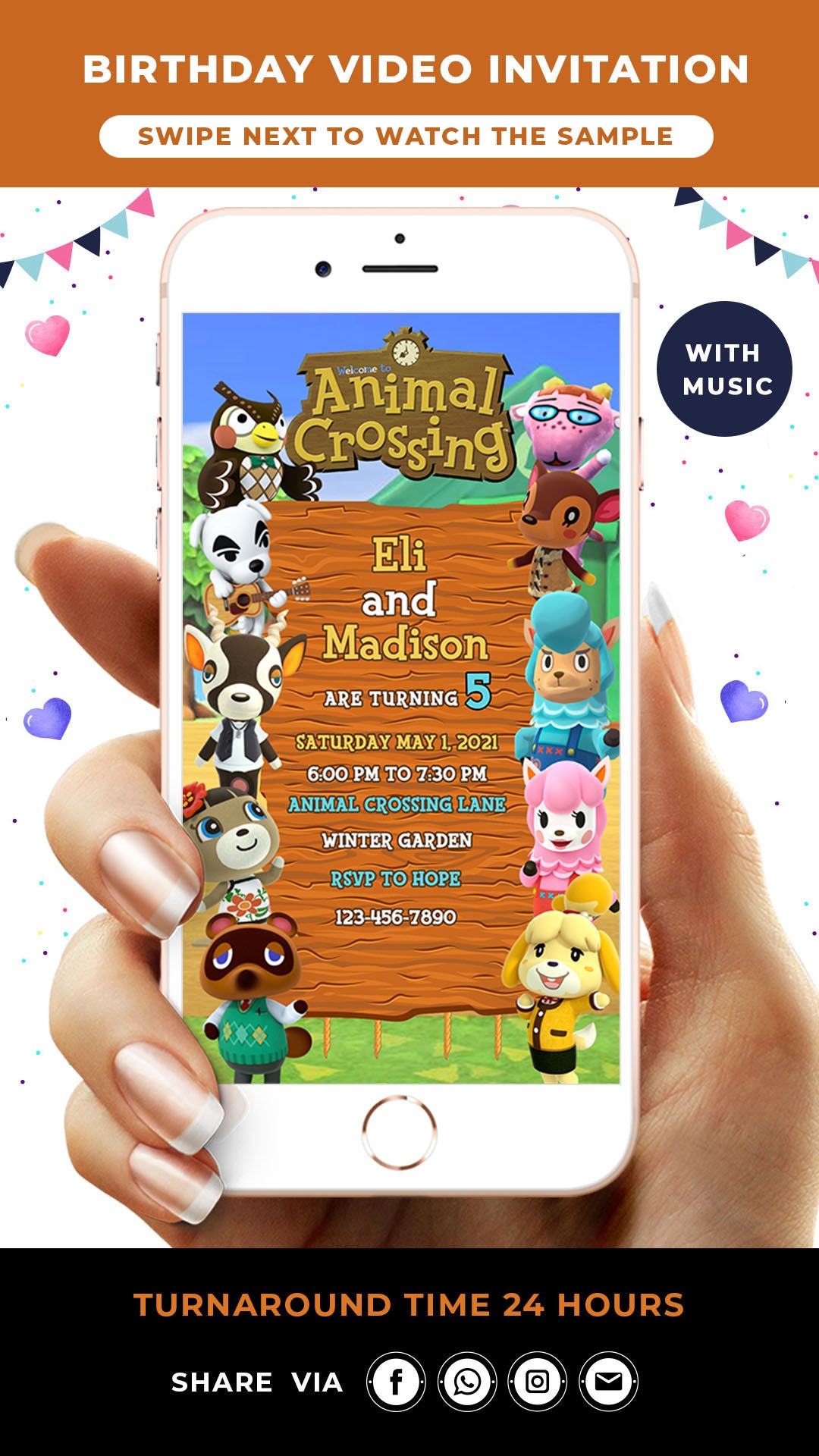 Animal Crossing Birthday Invitation