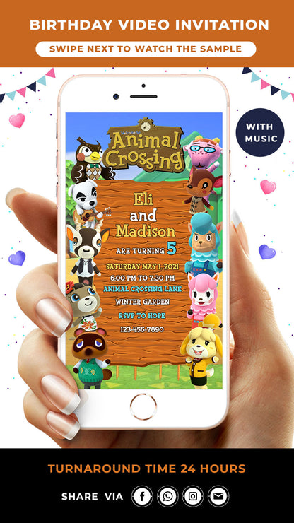 Animal Crossing Birthday Invitation