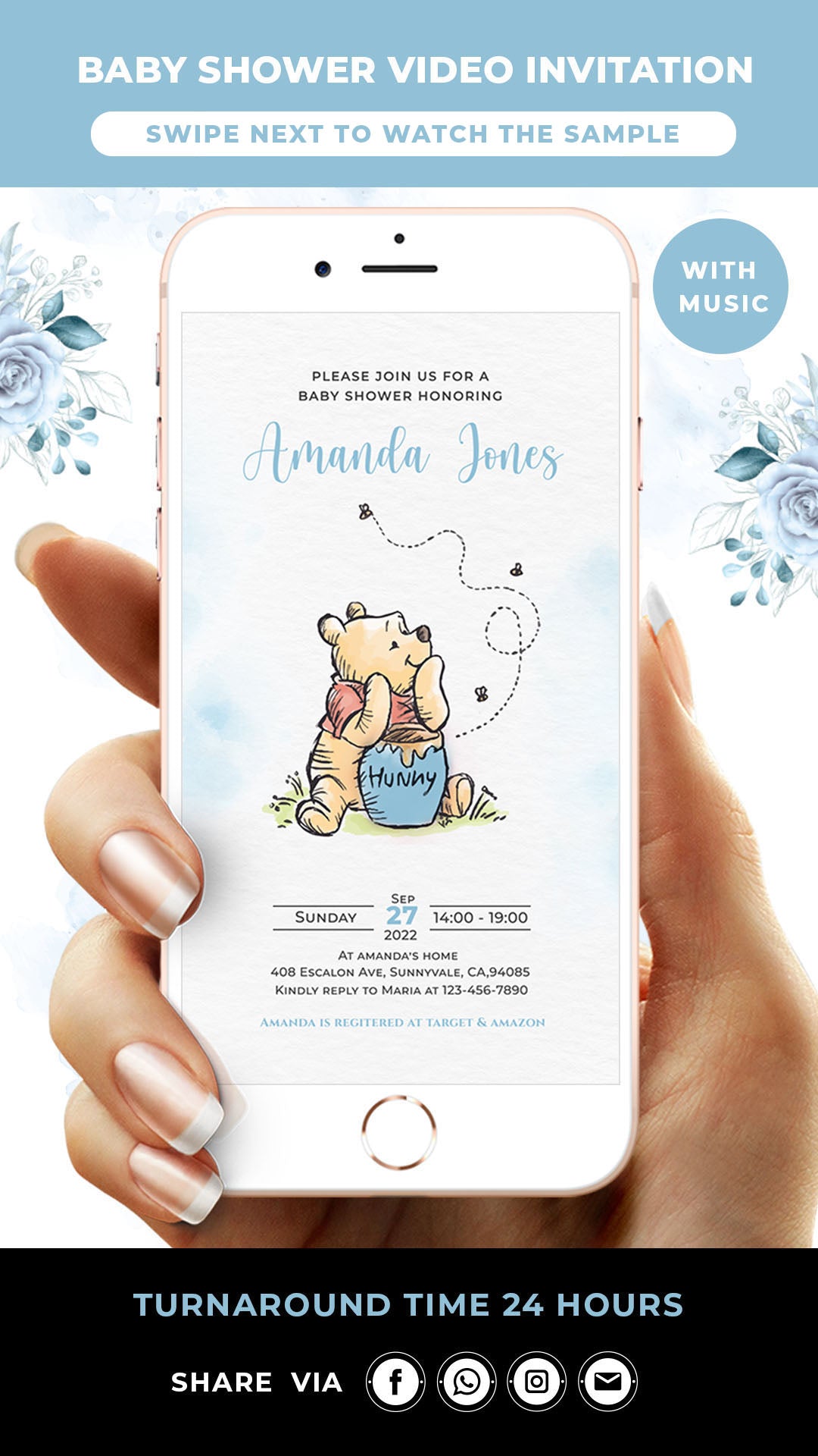 Winnie The Pooh Baby Shower Video Invitation Boy