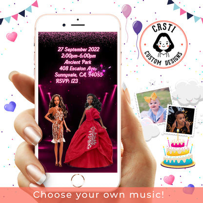 Barbie Glam: Birthday Invitation Elegance in a Card Template!