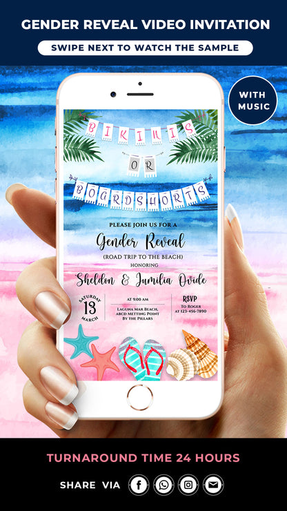 Beach Gender Reveal Video Invitation