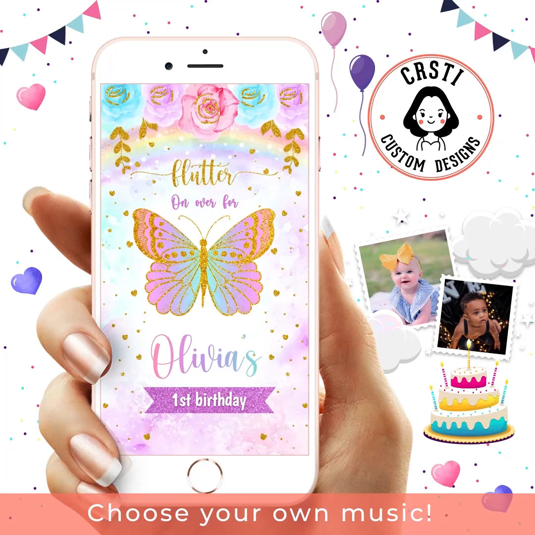 Wings of Celebration: Butterfly Birthday Digital Video Template!